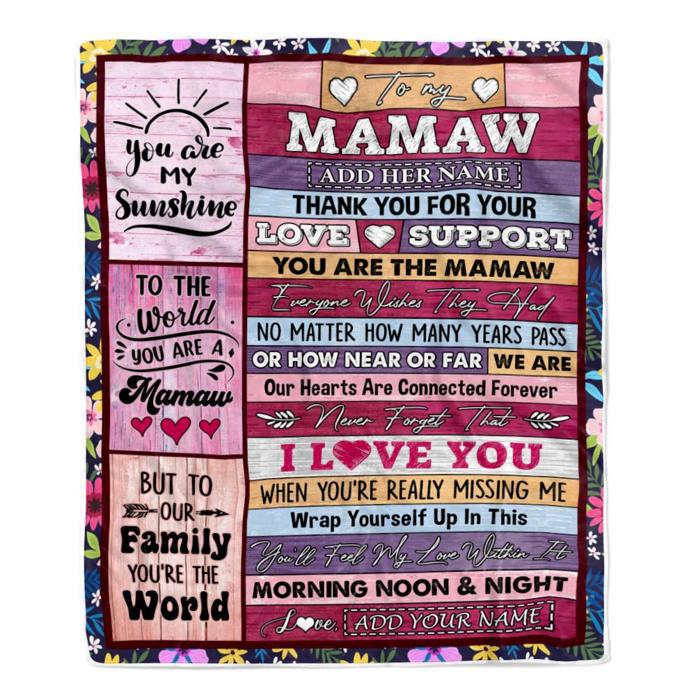 Personalized To My Mamaw Gifts Blanket From Grandkids Grandson Wood You Are The Mamaw Birthday Gifts Mothers Day Christmas Customized Fleece Blanket