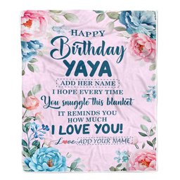 Personalized Happy Birthday Yaya Gifts From Kids Grandkids Blanket Floral Flower For Yaya Gifts For Birthday Customized Fleece Throw Blanket