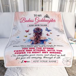 Personalized To My Badass Goddaughter Blanket From Aunt Uncle Floral Butterfly Goddaughter Birthday Gifts Graduation Christmas Customized Fleece Blanket