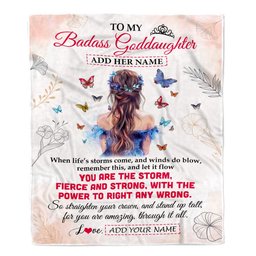 Personalized To My Badass Goddaughter Blanket From Aunt Uncle Floral Butterfly Goddaughter Birthday Gifts Graduation Christmas Customized Fleece Blanket