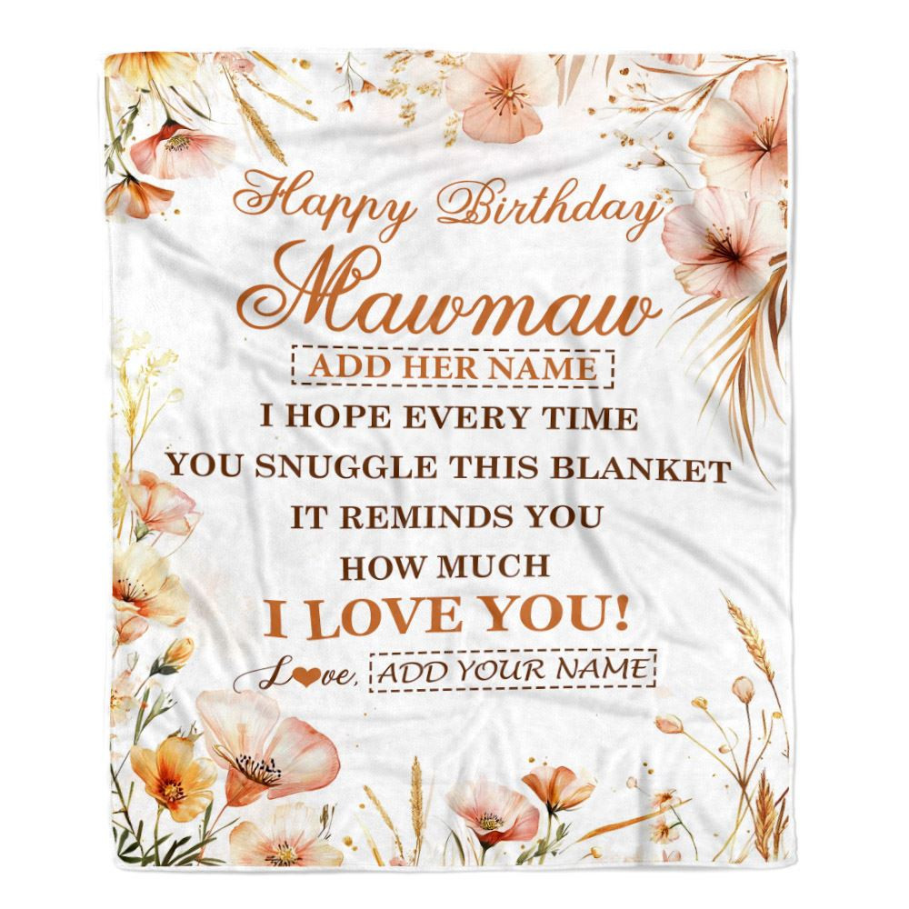 Personalized Birthday Gifts For Mawmaw Gifts From Granddaughter Blanket Yellow Happy Birthday Mawmaw Unique Gift Bday Customized Fleece Blanket