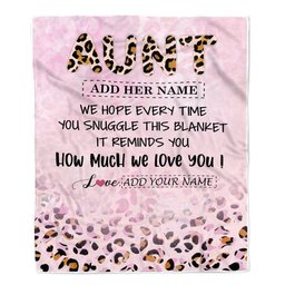 Personalized To My Aunt Gifts From Niece Nephew Blanket Pink Leopard Happy Birthday Gifts For Aunt Mothers Day Christmas Customized Fleece Throw Blanket