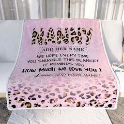 Personalized To My Nanny Gifts From Kids Blanket Pink Leopard Happy Birthday Gifts For Nanny Mothers Day Birthday Christmas Customized Fleece Throw Blanket