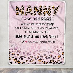 Personalized To My Nanny Gifts From Kids Blanket Pink Leopard Happy Birthday Gifts For Nanny Mothers Day Birthday Christmas Customized Fleece Throw Blanket