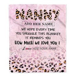 Personalized To My Nanny Gifts From Kids Blanket Pink Leopard Happy Birthday Gifts For Nanny Mothers Day Birthday Christmas Customized Fleece Throw Blanket