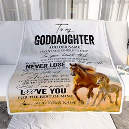 Personalized To My Goddaughter Blanket From Godmother Uncle You Will Never Lose Horse Goddaughter Birthday Gifts Christmas Customized Fleece Throw Blanket