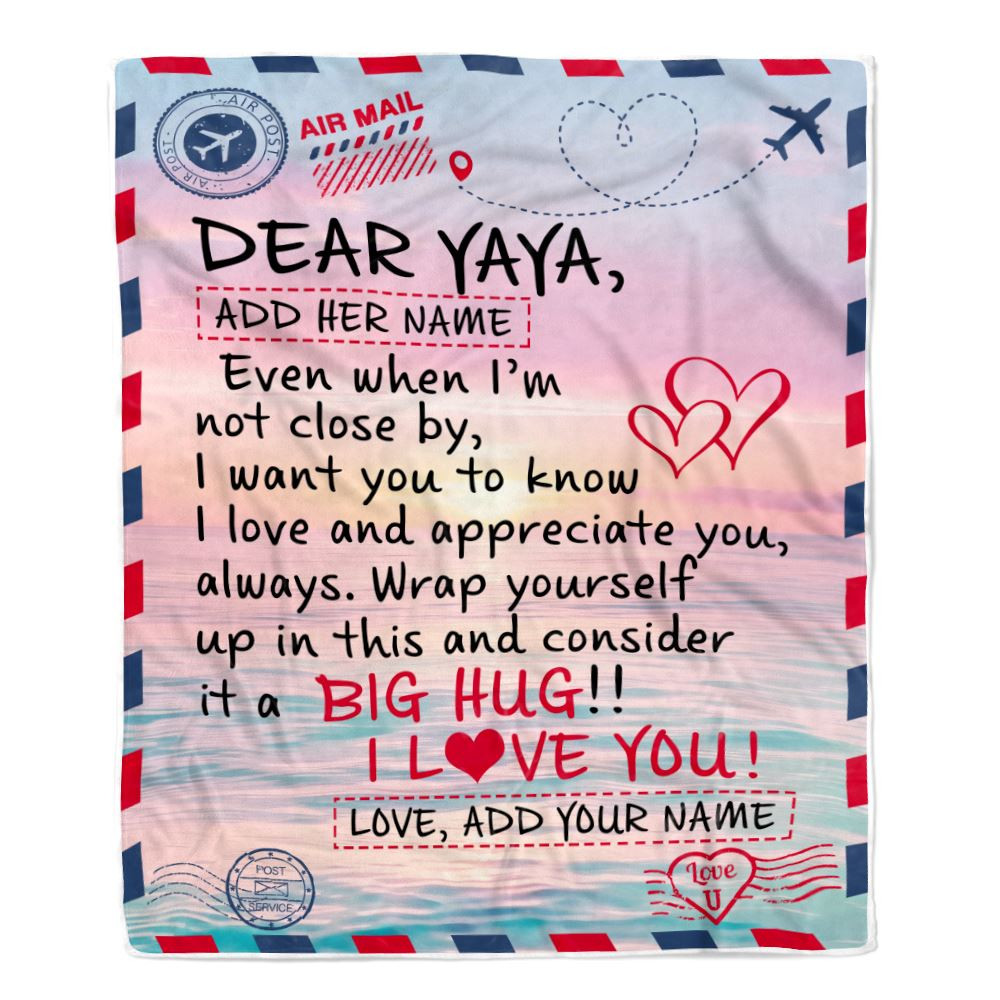 Personalized To My Yaya Blanket From Kids Grandkids Letter Mail To Yaya Gifts Happy Birthday Gifts Mothers Day Christmas Custom Name Fleece Throw Blanket