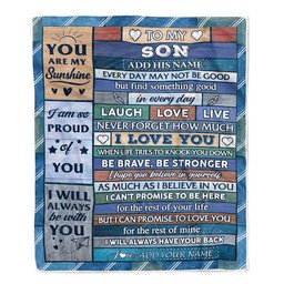 Personalized To My Son Gifts From Mom Dad Mother Blanket Wood I Love You Birthday Graduation Gifts For Son Christmas Customized Fleece Throw Blanket