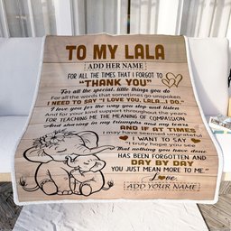 Personalized To My Lala Gift Blanket From Granddaughter Grandson Elephant Thank You Best Lala Birthday Gifts Mothers Day Christmas Custom Name Fleece Blanket