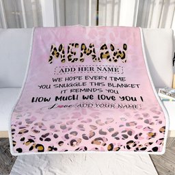 Personalized To My Memaw Gifts From Granddaughter Grandson Blanket Pink Leopard Happy Birthday Gifts For Memaw Mothers Day Christmas Customized Fleece Blanket
