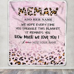Personalized To My Memaw Gifts From Granddaughter Grandson Blanket Pink Leopard Happy Birthday Gifts For Memaw Mothers Day Christmas Customized Fleece Blanket