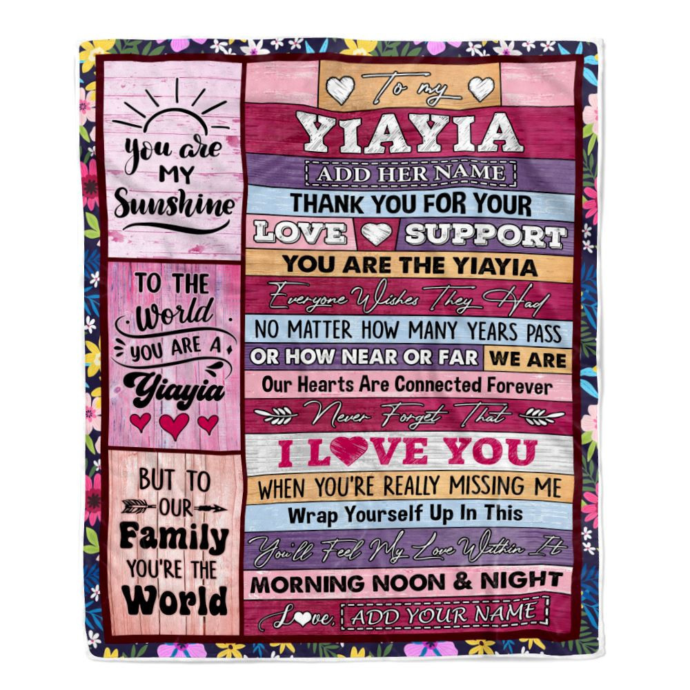 Personalized To My Yiayia Gifts Blanket From Grandkids Grandchildren Wood You Are The Yiayia Birthday Gifts Mothers Day Christmas Customized Fleece Blanket