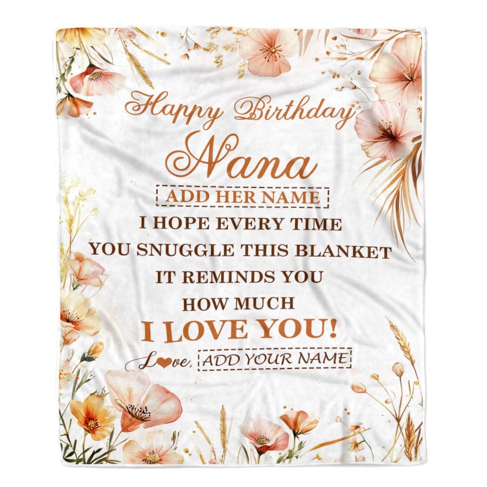 Personalized Birthday Gifts For Nana Gifts From Granddaughter Grandson Blanket Yellow Happy Birthday Nana Unique Gift Bday Customized Fleece Blanket