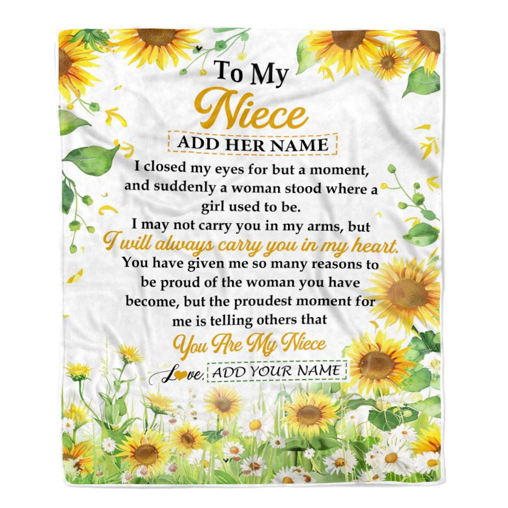 Personalized To My Niece Gifts Blanket From Aunt Uncle I Closed My Eyes Sunflower Best Niece Birthday Gifts Graduation Christmas Customized Fleece Blanket