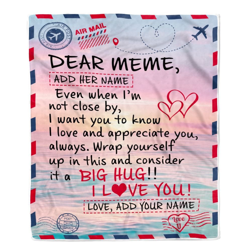 Personalized To My Meme Blanket From Granddaughter Grandson Letter Mail To Meme Gifts Happy Birthday Gifts Mothers Day Christmas Custom Name Fleece Blanket