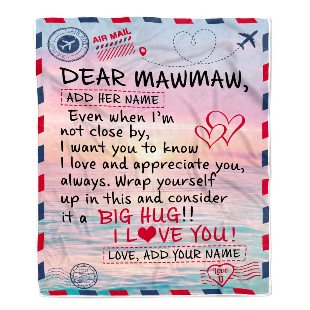Personalized To My Mawmaw Blanket From Granddaughter Grandson Letter Mail To Mawmaw Gifts Happy Birthday Gifts Mothers Day Christmas Custom Name Fleece Blanket