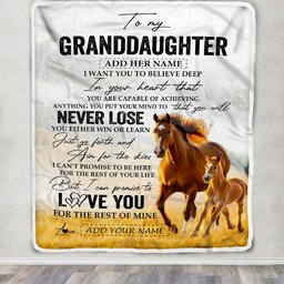 Personalized To My Granddaughter Blanket From Grandma Grandpa You Will Never Lose Horse Granddaughter Birthday Gifts Christmas Customized Fleece Throw Blanket
