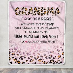 Personalized To My Grandma Gifts From Granddaughter Blanket Pink Leopard Happy Birthday Gifts For Grandma Mothers Day Christmas Customized Fleece Blanket