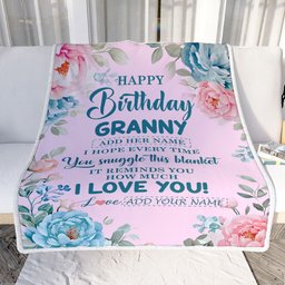 Personalized Happy Birthday Granny Gifts From Granddaughter Blanket Floral Flower For Granny Gifts For Birthday Customized Fleece Blanket