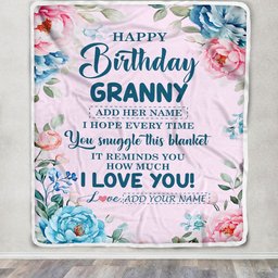 Personalized Happy Birthday Granny Gifts From Granddaughter Blanket Floral Flower For Granny Gifts For Birthday Customized Fleece Blanket