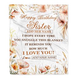 Personalized Birthday Gifts For Sister Gifts From Brother Blanket Yellow Happy Birthday Sister Unique Gift Bday Customized Fleece Throw Blanket