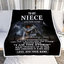 Personalized To My Niece Blanket Women Warrior Knights Templar I Am The Storm Best Niece Birthday Gifts Christmas Customized Fleece Throw Blanket