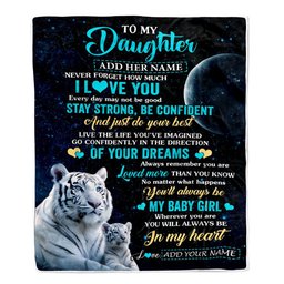 Personalized To My Daughter Gifts From Mom Dad Blanket White Tiger Never Forget How Much I Love You Daughter Birthday Graduation Christmas Fleece Blanket
