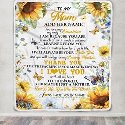 Personalized To My Mom Gifts Blanket From Daughter Children On Mothers Day Sunflower Thank You Best Mom Birthday Gifts Mama Christmas Fleece Throw Blanket