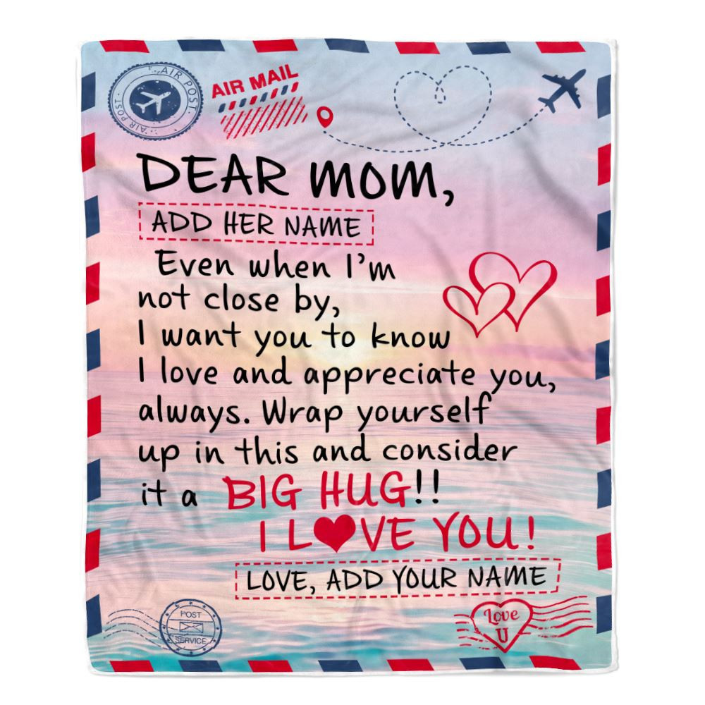 Personalized To My Mom Blanket From Daughter Son Children Letter Mail To Mom Gifts Happy Birthday Gifts Mommy Mama Mothers Day Christmas Fleece Throw Blanket