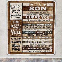 Personalized Gifts For Son From Mom Dad Mother Blanket Wood Love You Fathers Day Son Gifts Birthday Graduation Christmas Customized Fleece Throw Blanket