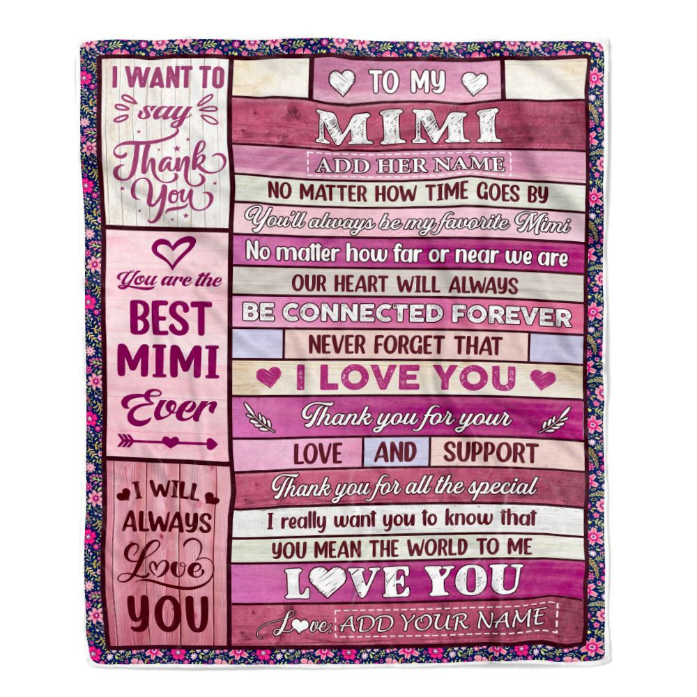 Personalized To My Mimi Gifts Blanket From Granddaughter Grandson Wood My Favorite Mimi Birthday Gifts Mothers Day Christmas Customized Fleece Blanket