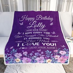 Personalized Happy Lolly Birthday Gifts From Granddaughter Grandson Blanket Purple Floral Unique Birthday Gift Lolly Gifts Customized Fleece Blanket