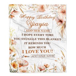 Personalized Birthday Gifts For Yiayia Gifts From Granddaughter Blanket Yellow Happy Birthday Yiayia Unique Gift Bday Customized Fleece Throw Blanket