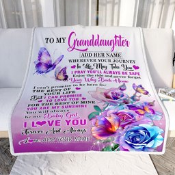 Personalized To My Granddaughter Blanket From Grandma Grandpa Wherever Your Journey In Life Butterfly Granddaughter Birthday Gifts Christmas Fleece Blanket