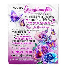 Personalized To My Granddaughter Blanket From Grandma Grandpa Wherever Your Journey In Life Butterfly Granddaughter Birthday Gifts Christmas Fleece Blanket
