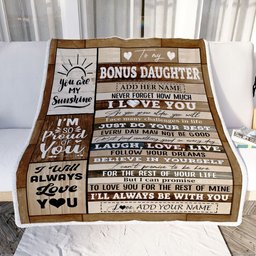 Personalized Gifts For Bonus Daughter From Step Mom Blanket Wood Love You Mothers Day Stepdaughter Gifts Birthday Graduation Christmas Customized Fleece Blanket