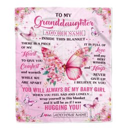 Personalized To My Granddaughter Gifts From Grandma Grandpa Blanket Floral Butterfly Birthday Gifts For Granddaughter Graduation Christmas Fleece Blanket