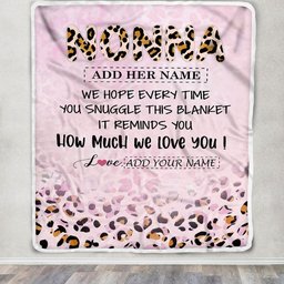 Personalized To My Nonna Gifts From Granddaughter Grandson Blanket Pink Leopard Happy Birthday Gifts For Nonna Mothers Day Christmas Customized Fleece Blanket