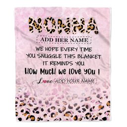 Personalized To My Nonna Gifts From Granddaughter Grandson Blanket Pink Leopard Happy Birthday Gifts For Nonna Mothers Day Christmas Customized Fleece Blanket