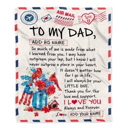 Personalized To My Dad Gifts Blanket From Daughter Son Cardinal Letter Air Mail Letter Birthday Gifts For Dad Fathers Day Christmas Customized Dad Fleece Blanket