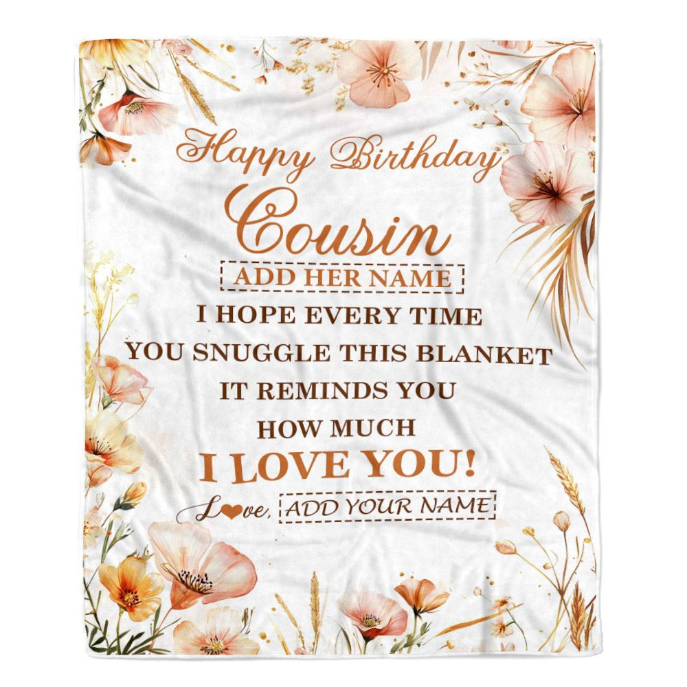 Personalized Birthday Gifts For Cousin Gifts From Family Blanket Yellow Happy Birthday Cousin Unique Gift Bday Customized Fleece Throw Blanket