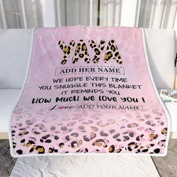 Personalized To My Yaya Gifts From Kids Grandkids Blanket Pink Leopard Happy Birthday Gifts For Yaya Mothers Day Christmas Customized Fleece Throw Blanket