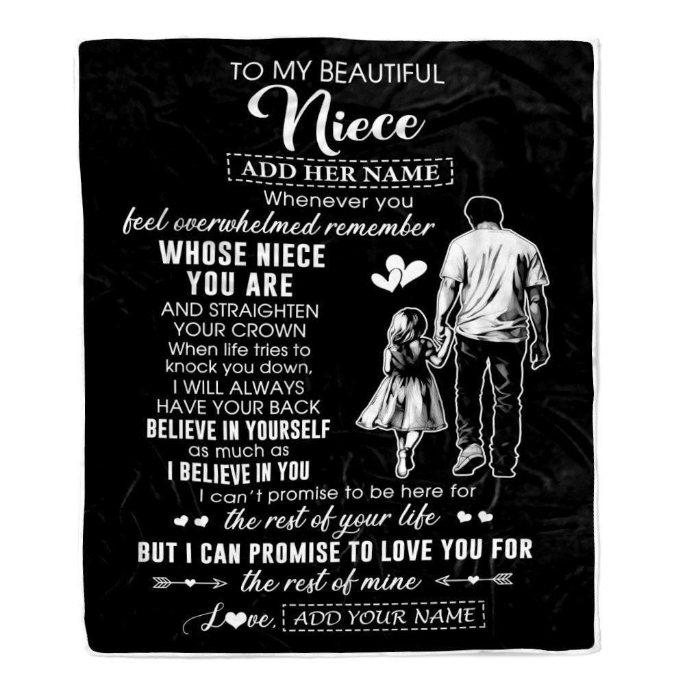 Personalized To My Beautiful Niece Blanket From Uncle Believe In Yourself Niece Birthday Gifts Graduation Christmas Customized Fleece Throw Blanket