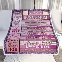 Personalized To My Bonus Mom Gifts Blanket From Stepdaughter Stepson Wood My Favorite Stepmom Birthday Gifts Mothers Day Christmas Customized Fleece Blanket