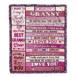 Personalized To My Granny Gifts Blanket From Grandkids Grandson Wood My Favorite Granny Birthday Gifts Mothers Day Christmas Customized Fleece Blanket