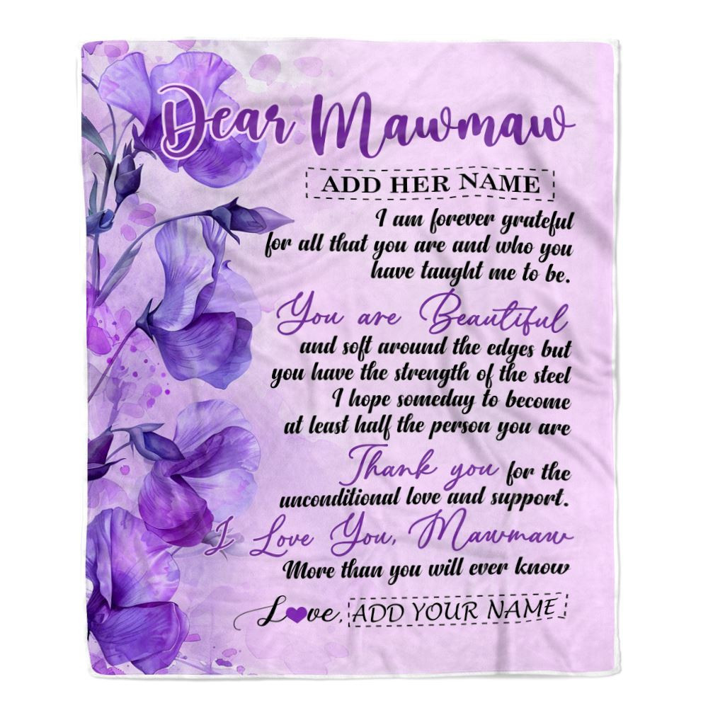 Personalized To My Mawmaw Gifts From Granddaughter Grandson Blanket Flower You Are Beautiful Gifts For Mawmaw Mothers Day Birthday Christmas Fleece Blanket