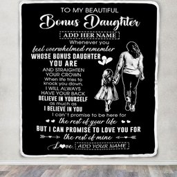 Personalized To My Beautiful Bonus Daughter Blanket From Step Mom Believe In Yourself Stepdaughter Birthday Gifts Christmas Customized Fleece Throw Blanket