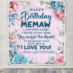 Personalized Happy Birthday Memaw Gifts From Granddaughter Grandson Blanket Floral Flower For Memaw Gifts Birthday Customized Fleece Blanket