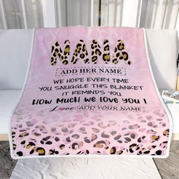 Personalized To My Nana Gifts From Granddaughter Grandson Blanket Pink Leopard Happy Birthday Gifts For Nana Mothers Day Christmas Customized Fleece Blanket