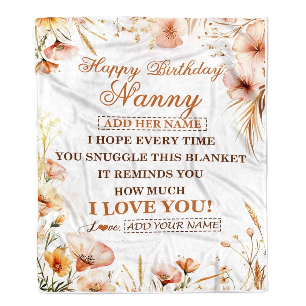 Personalized Birthday Gifts For Nanny Gifts From Kids Blanket Yellow Happy Birthday Nanny Unique Gift Bday Customized Fleece Throw Blanket
